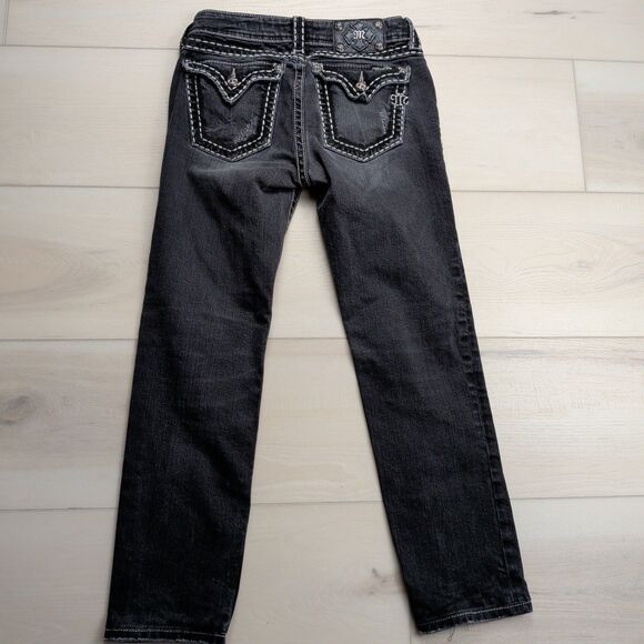 Miss Me Jeans Womens 27 Dark Gray Skinny JP5014SK-3 Embellished Pockets Denim - Picture 7 of 15